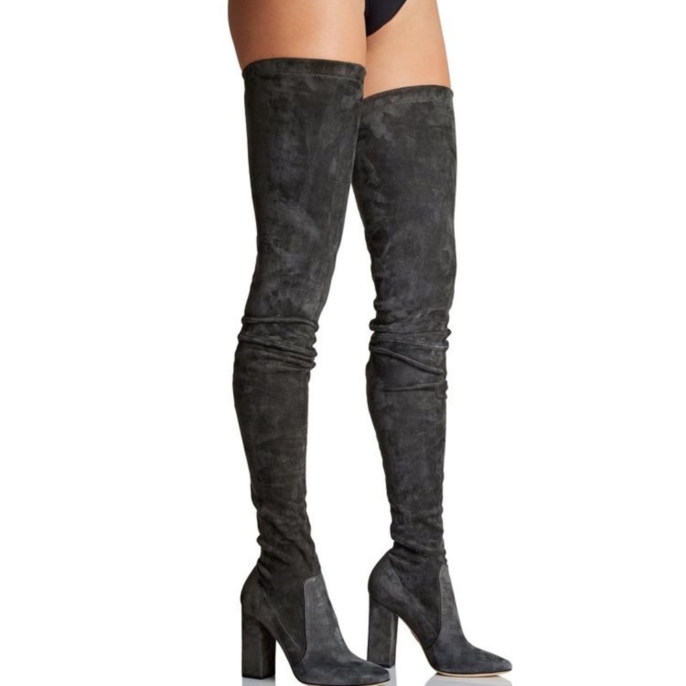 Tamara MellonHelmet thigh high stretch suede boots